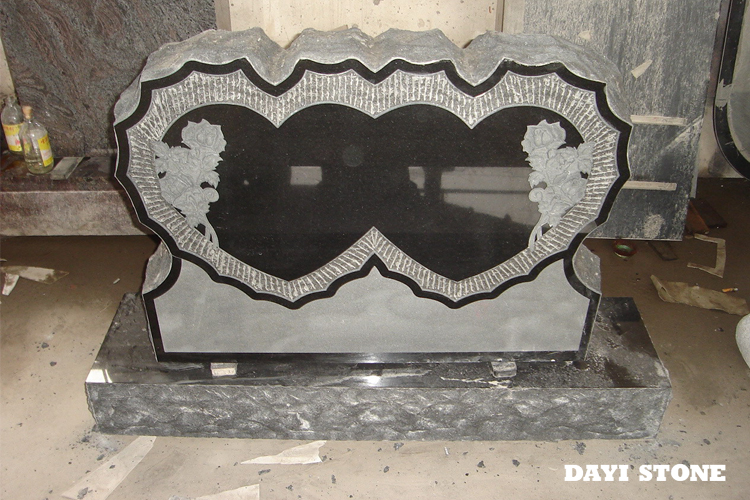 Shanxi Black Granite Headstone With Heart - Dayi Stone Shanxi Black Granite Headstone With Heart - Dayi Stone